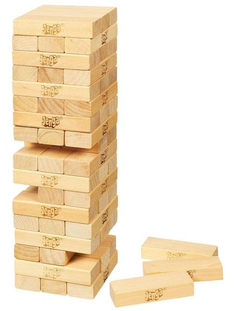 Classic Jenga Game with Genuine Hardwood Blocks, Jenga Brand Stacking Tower Game for Kids Ages 6 and Up