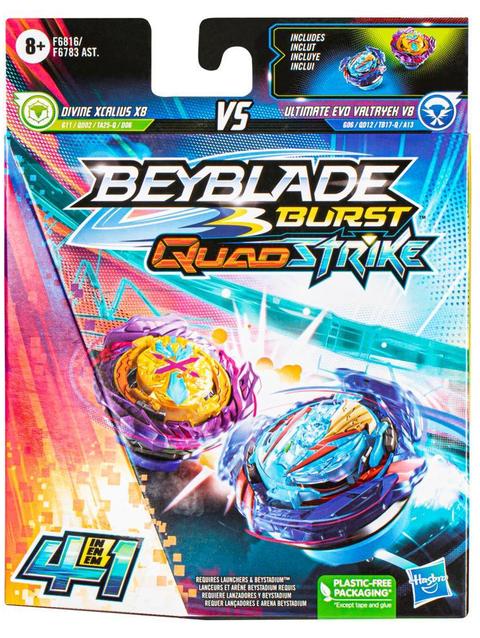 Beyblade Burst QuadStrike Ultimate Evo Valtryek V8 and Divine Xcalius X8 Dual Pack, Battling Game Toy