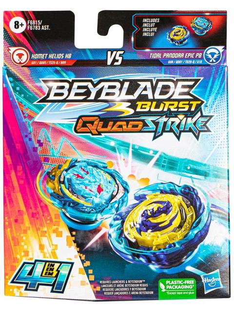 Beyblade Burst QuadStrike Komet Helios H8 and Tidal Pandora Epic P8 Dual Pack, Battling Game Toy