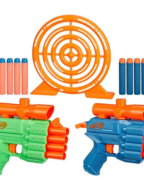 Nerf Elite 2.0 Face Off Target Set, Includes 2 Toy Foam Dart Blasters & Target & 12 Nerf Elite Darts