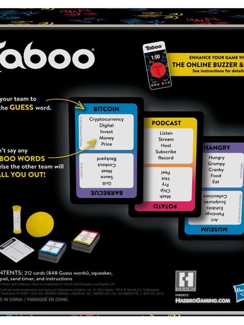 Classic Taboo Game, Word Guessing Game for Adults and Teens 13 and up, Board Game for 4+ Players