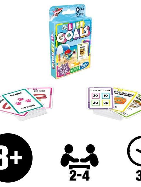 The Game of Life Goals Game, Quick-Playing Card Game for 2-4 Players, For Ages 8 and Up