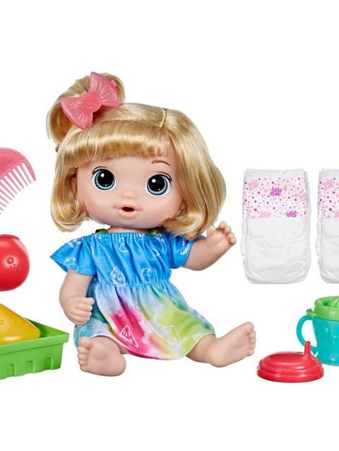 Baby Alive Fruity Sips Doll, Apple, Pretend Juicer Baby Doll Set, Kids 3 and Up, Blonde Hair