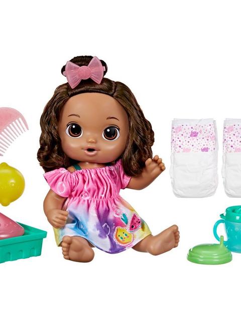 Baby Alive Fruity Sips Doll, Lemon, Pretend Juicer Baby Doll Set, Kids 3 and Up, Brown Hair