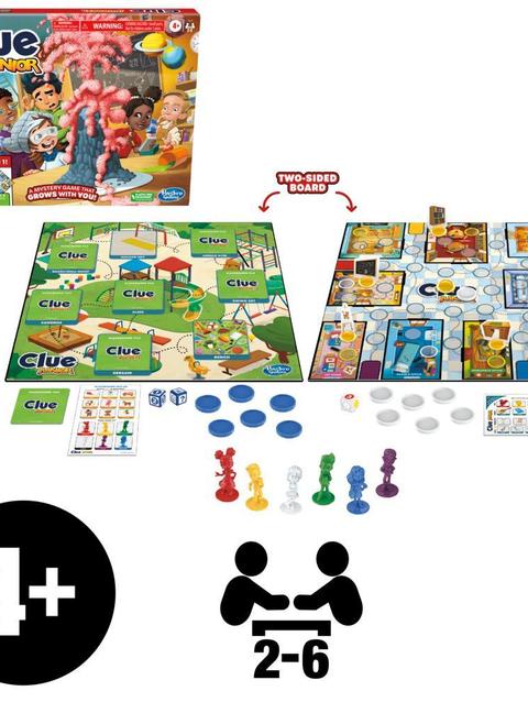 Clue Junior Game, 2-Sided Gameboard, 2 Games in 1, Clue Mystery Game for Ages 4+