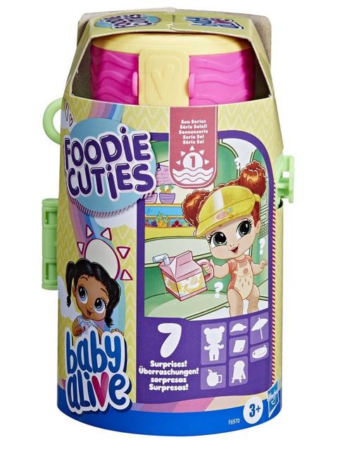 Baby Alive Foodie Cuties, Bottle, Sun Series 1, Surprise Toys, Baby Doll Set with 7 Surprises