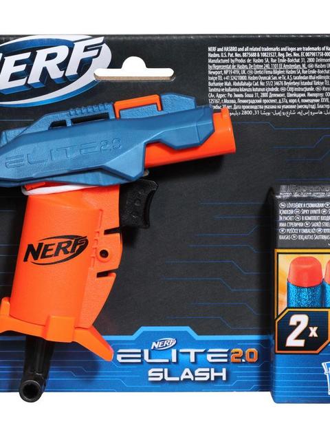 Nerf Elite 2.0 Slash Blaster, 2 Nerf Elite Darts, Pull To Prime Handle, Toy Foam Blaster For Outdoor Kids Games