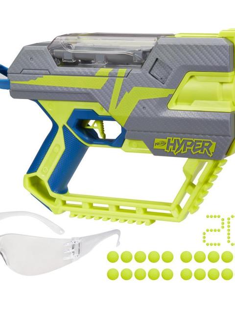 Nerf Hyper Fuel-20 Blaster, 20 Nerf Hyper Rounds, Up To 110 FPS Velocity, Hopper Fed, 20-Round Capacity, Easy Reload