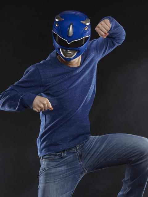 Power Rangers Lightning Collection Mighty Morphin Blue Ranger Premium Collector Helmet Full-Scale for Display, Roleplay, Cosplay