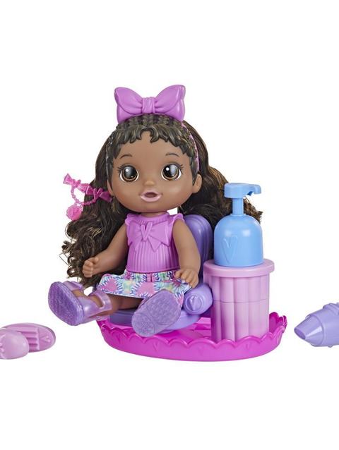 Baby Alive Sudsy Styling Doll, 12-Inch Toy for Kids 3 and Up, Salon Baby Doll Accessories, Bubble Solution, Black Hair