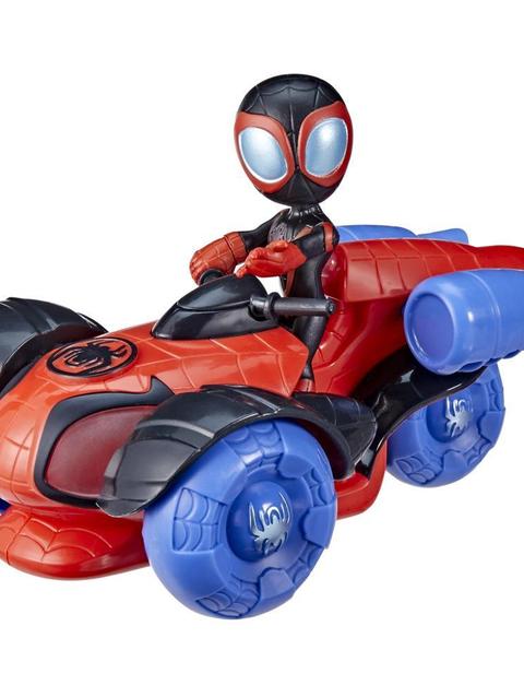 Marvel Spidey and His Amazing Friends Glow Tech Techno-Racer Vehicle, Preschool Toy with Lights and Sounds, Age 3 and Up