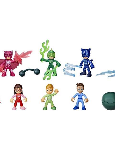 PJ Masks Nighttime Heroes Figure Set Preschool Toy, 6 Action Figures and 11 Accessories for Kids Ages 3 and Up