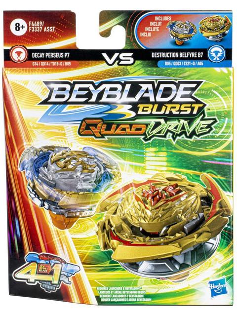 Beyblade Burst QuadDrive Destruction Belfyre B7 and Decay Perseus P7 Spinning Top Dual Pack -- Battling Game Top Toy