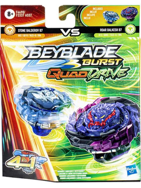 Beyblade Burst QuadDrive Roar Balkesh B7 and Stone Balderov B7 Spinning Top Dual Pack -- Battling Game Top Toy