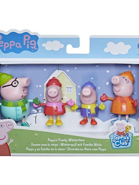 Peppa Pig Peppa's Club Peppa's Family Wintertime Figure 4-Pack Toy, 4 Figures in Cold-Weather Outfits, Ages 3 and up