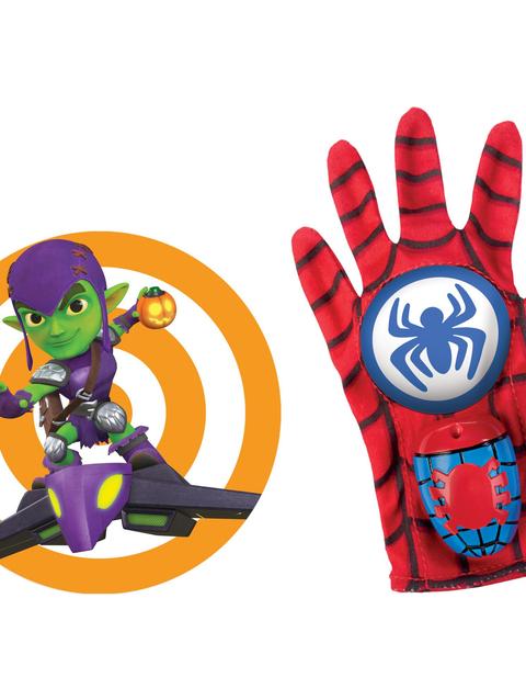 Marvel Spidey and His Amazing Friends Spidey Water Web Glove, Preschool Water Toy with Green Goblin Target, Age 3 and Up