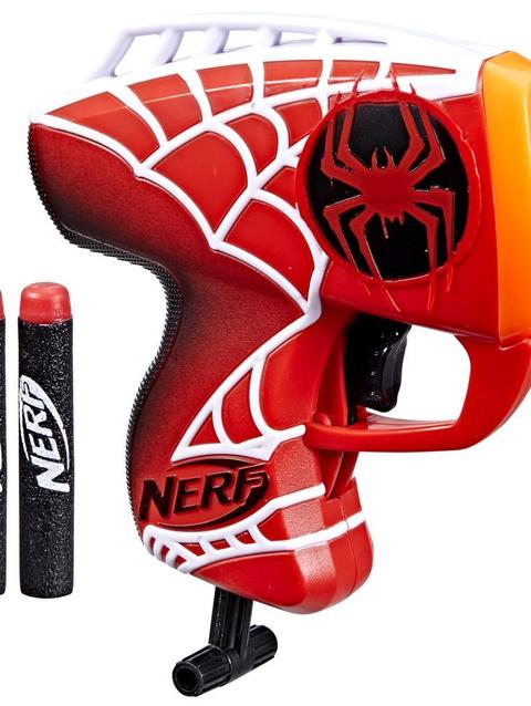 Nerf Spider-Man: Across The Spider-Verse, Miles Morales Dart Blaster, Movie Inspired Design, 2 Nerf Elite Darts