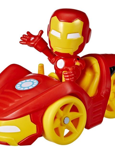 Marvel Spidey and His Amazing Friends Iron Man Action Figure and Iron Racer Vehicle, Iron Man Toy for Kids Ages 3 and Up