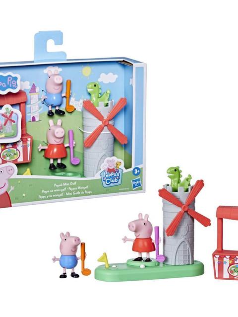 Peppa Pig Peppa's Club Peppa's Mini Golf Preschool Playset Toy, Features 2 Figures and Spinning Windmill, for Ages 3 and Up