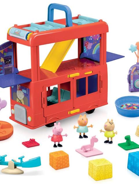 Peppa Pig Toys Peppa’s 2-in-1 Party Bus Playset with 3 Figures, Preschool Toys for 3+