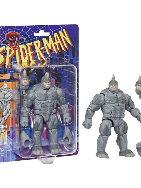 Marvel Legends Series Spider-Man 6-inch Marvel’s Rhino Retro Action Figure Toy, Includes 3 Accessories