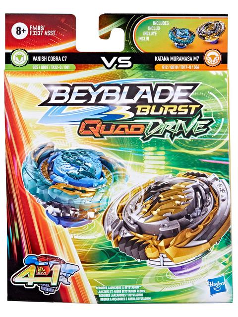 Beyblade Burst QuadDrive Katana Muramasa M7 and Vanish Cobra C7 Spinning Top Dual Pack -- Battling Game Top Toy