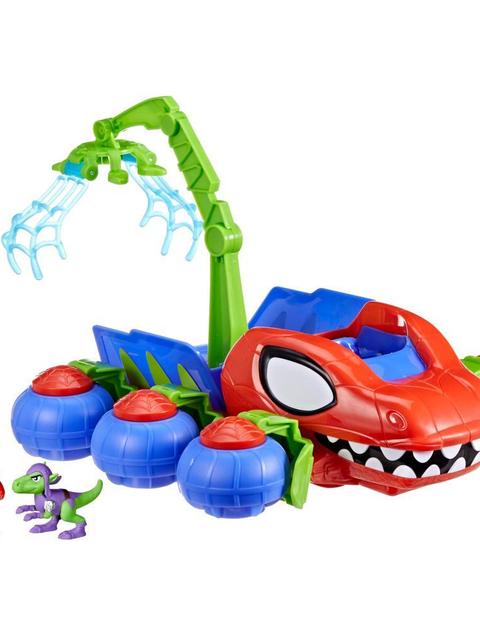 Spidey and His Amazing Friends Dino-Webs Crawler Vehicle with Spider-Man toys, Ages 3+