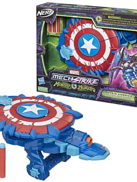 Marvel Avengers Mech Strike Monster Hunters Captain America Monster Blast Shield Roleplay Toy, Kids Ages 5 and Up