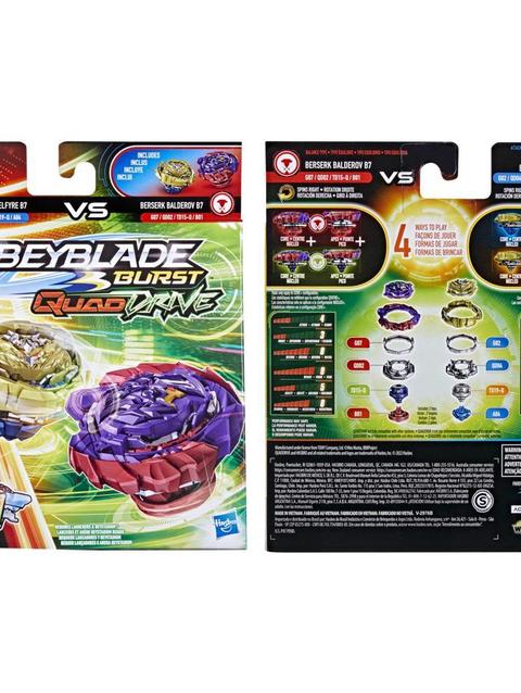 Beyblade Burst QuadDrive Berserk Balderov B7 and Cyclone Belfyre B7 Spinning Top Dual Pack -- Battling Game Top Toy