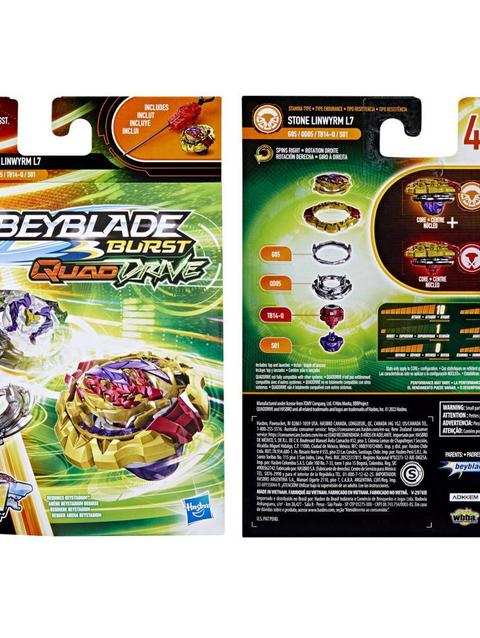 Beyblade Burst QuadDrive Stone Linwyrm L7 Spinning Top Starter Pack -- Battling Game Top Toy with Launcher