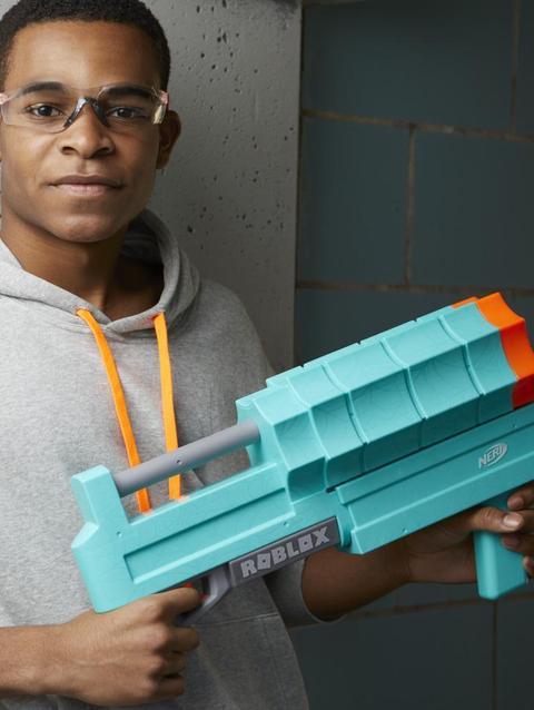 Nerf Roblox SharkBite: Web Launcher Rocker Blaster, Includes Code to Redeem Exclusive Virtual Item, 2 Nerf Rockets