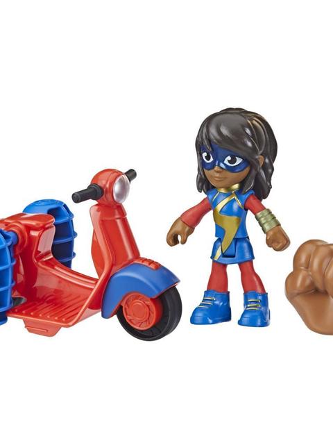 Marvel Spidey and His Amazing Friends Ms. Marvel Action Figure and Embiggen Bike Vehicle, Preschool Toy, Ages 3 And Up