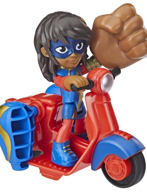 Marvel Spidey and His Amazing Friends Ms. Marvel Action Figure and Embiggen Bike Vehicle, Preschool Toy, Ages 3 And Up