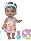 Baby Alive Glam Spa Baby Doll, Flamingo, Color Reveal Nails and Makeup, 12.4-Inch Waterplay Toy, Kids 3 and Up, Black Hair