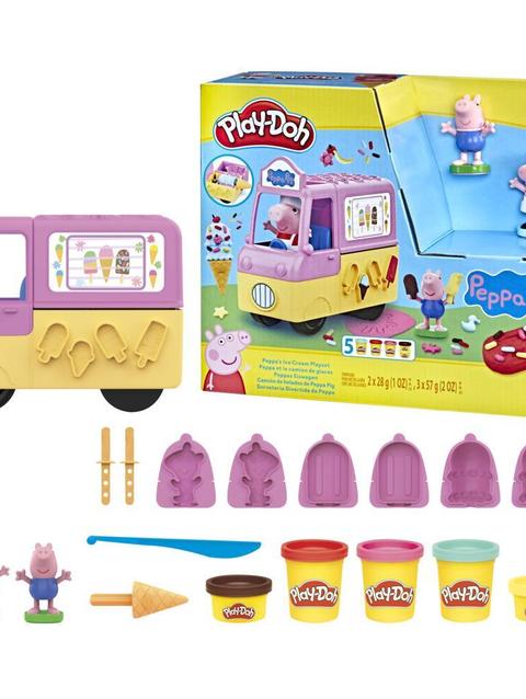 Play-Doh Peppa's Ice Cream Playset with Ice Cream Truck, Peppa and George Figures, and 5 Cans