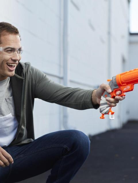 Nerf Fortnite Flare Dart Blaster, Break-Open Dart Loading, 3 Official Nerf Mega Whistle Darts, Pull-Down Priming Handle