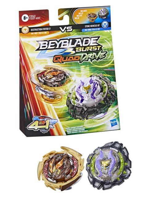 Beyblade Burst QuadDrive Destruction Ifritor I7 and Stone Nemesis N7 Spinning Top Dual Pack -- Battling Game Top Toy