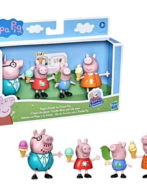 Peppa Pig Peppa's Family Ice Cream Fun Figure 4-Pack Toy, 4 Peppa Pig Family Figures With Frozen Treats, Ages 3 and Up