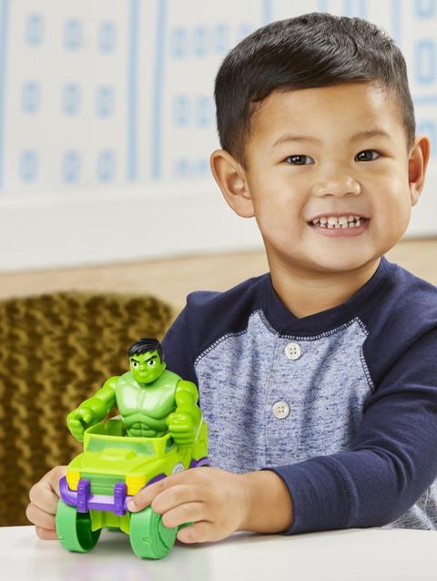 Marvel Spidey and His Amazing Friends Hulk Action Figure and Smash Truck Vehicle, Preschool Toy for Kids Ages 3 And Up