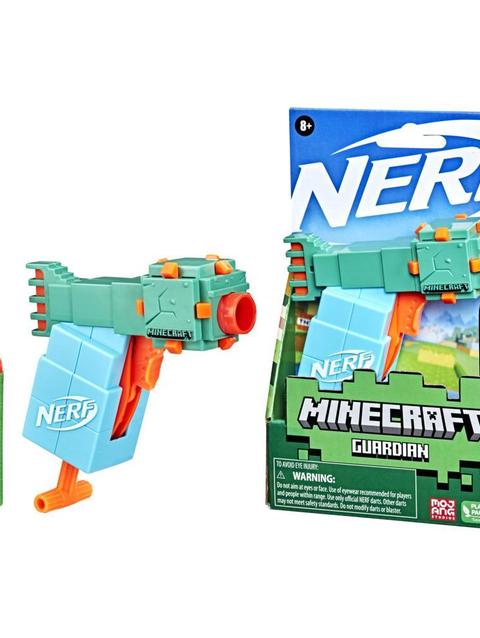 Nerf MicroShots Minecraft Guardian Mini Blaster, Minecraft Guardian Mob Design, Includes 2 Official Nerf Elite Darts