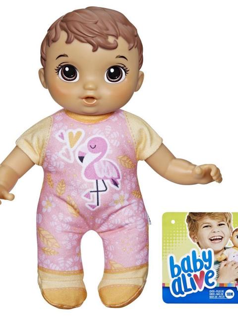 Baby Alive Cute ‘n Cuddly Baby Doll, 9.5-Inch First Baby Doll, Kids 18 Months and Up, Soft Body Washable Toy, Brown Hair