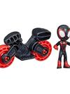 Marvel Spidey and His Amazing Friends Miles Morales: Spider-Man Figure with Motorcycle Preschool Toy, Ages 3 and Up