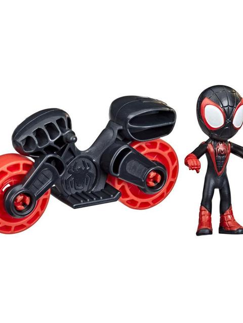 Marvel Spidey and His Amazing Friends Miles Morales: Spider-Man Figure with Motorcycle Preschool Toy, Ages 3 and Up