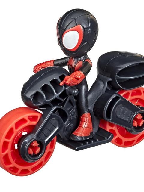 Marvel Spidey and His Amazing Friends Miles Morales: Spider-Man Figure with Motorcycle Preschool Toy, Ages 3 and Up