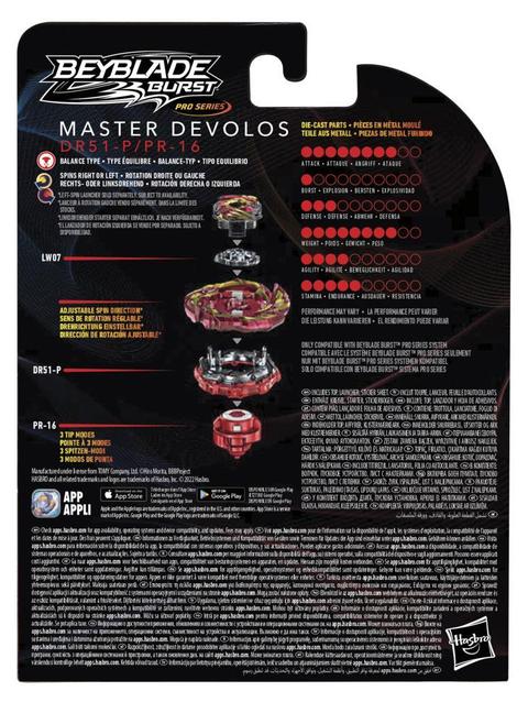 Beyblade Burst Pro Series Master Devolos Spinning Top Starter Pack -- Battling Game Top with Launcher Toy