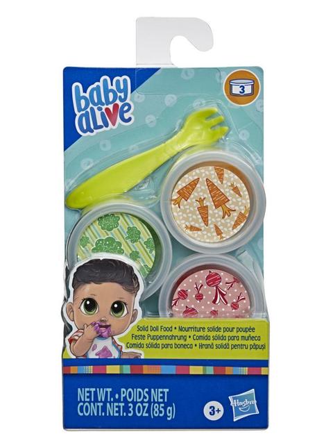 Baby Alive Solid Doll Food Refill, Includes 3 Doll Foods, 1 Fork, Toy Accessories for Kids Ages 3 Years Old and Up