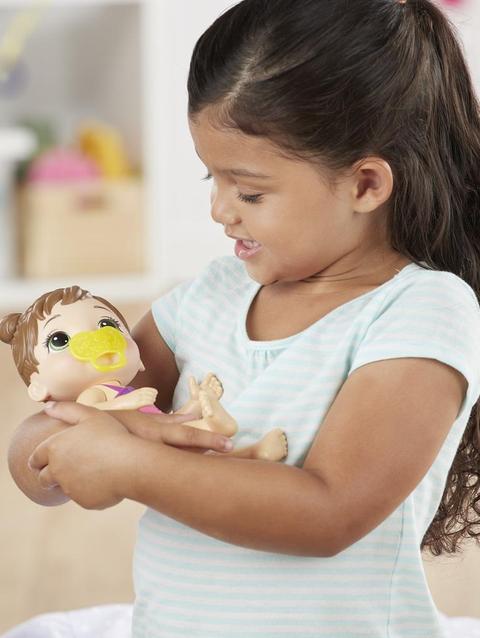 Baby Alive Splash 'n Snuggle Baby Brown Hair Doll For Water Play, With Accessories, Toy for Kids 3 Ages Years Old and Up