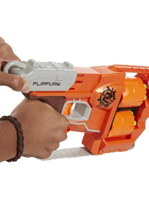 FlipFury Nerf Zombie Strike Toy Blaster with 2 Flipping Drums and 12 Official Nerf Zombie Strike Elite Darts – For Kids, Teens, Adults