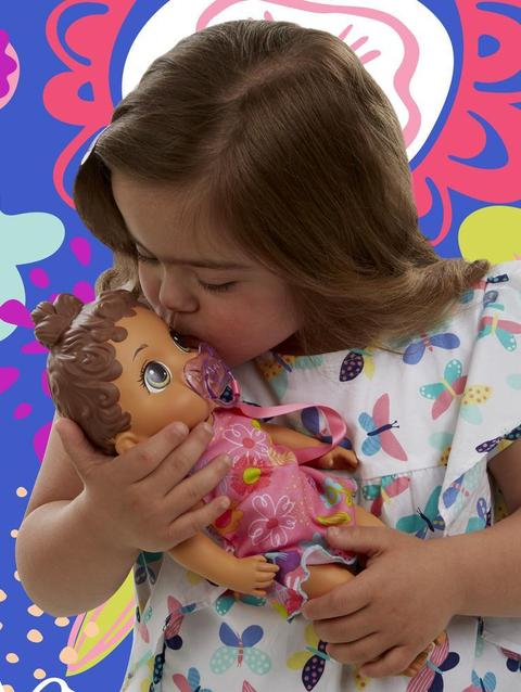 Baby Alive Baby Lil Sounds: Interactive Brown Hair Baby Doll for Girls and Boys Ages 3 and Up, Makes 10 Sound Effects, including Giggles, Cries, Baby Doll with Pacifier