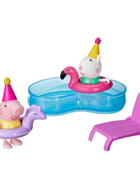 Peppa Pig Toys Peppa’s Pool Party Playset with 2 Figures, Preschool Toys for Kids 3+